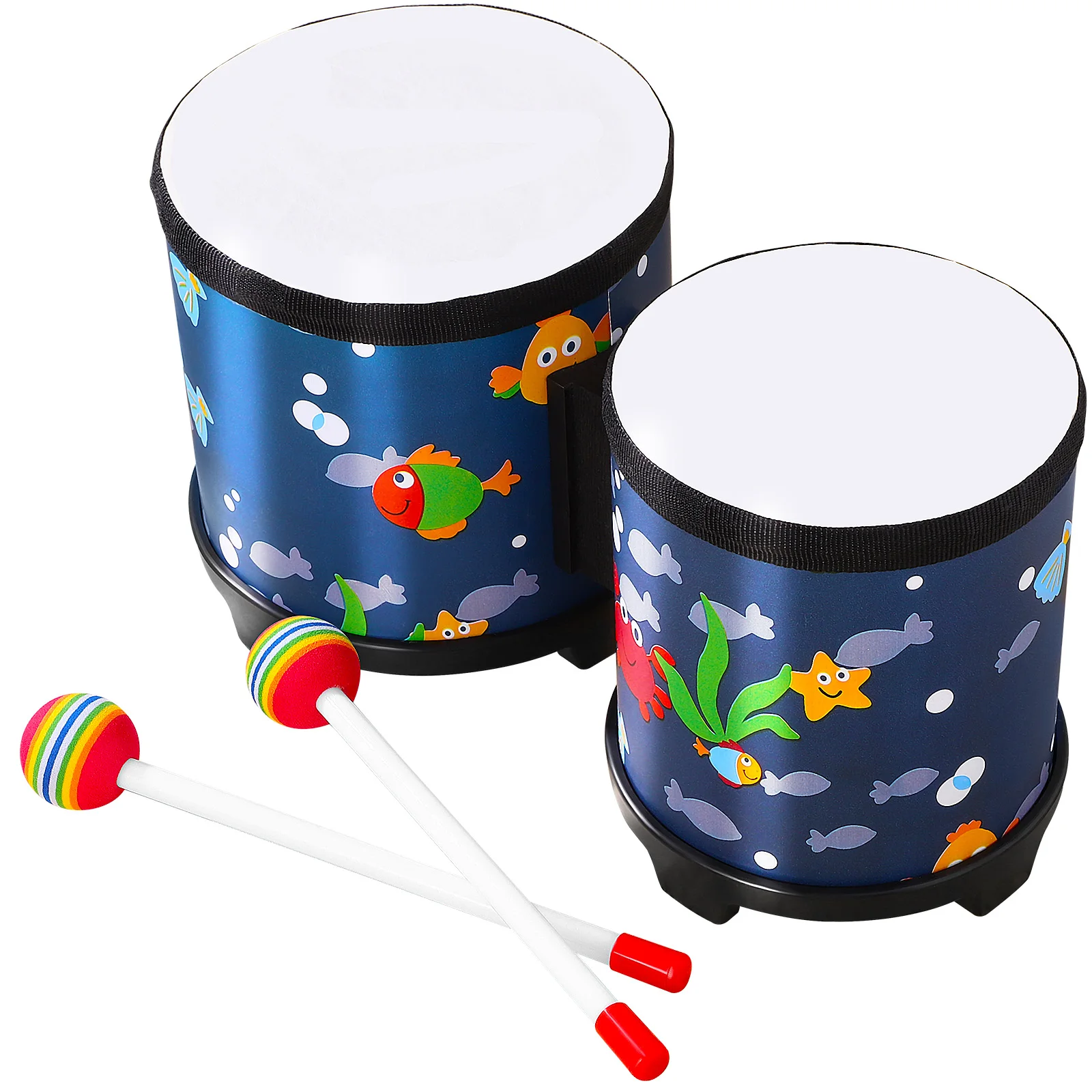 

Underwater World Drum Compact Lightweight Educational Instrument Percussion Hand Drum Wooden Beginner Kids Music