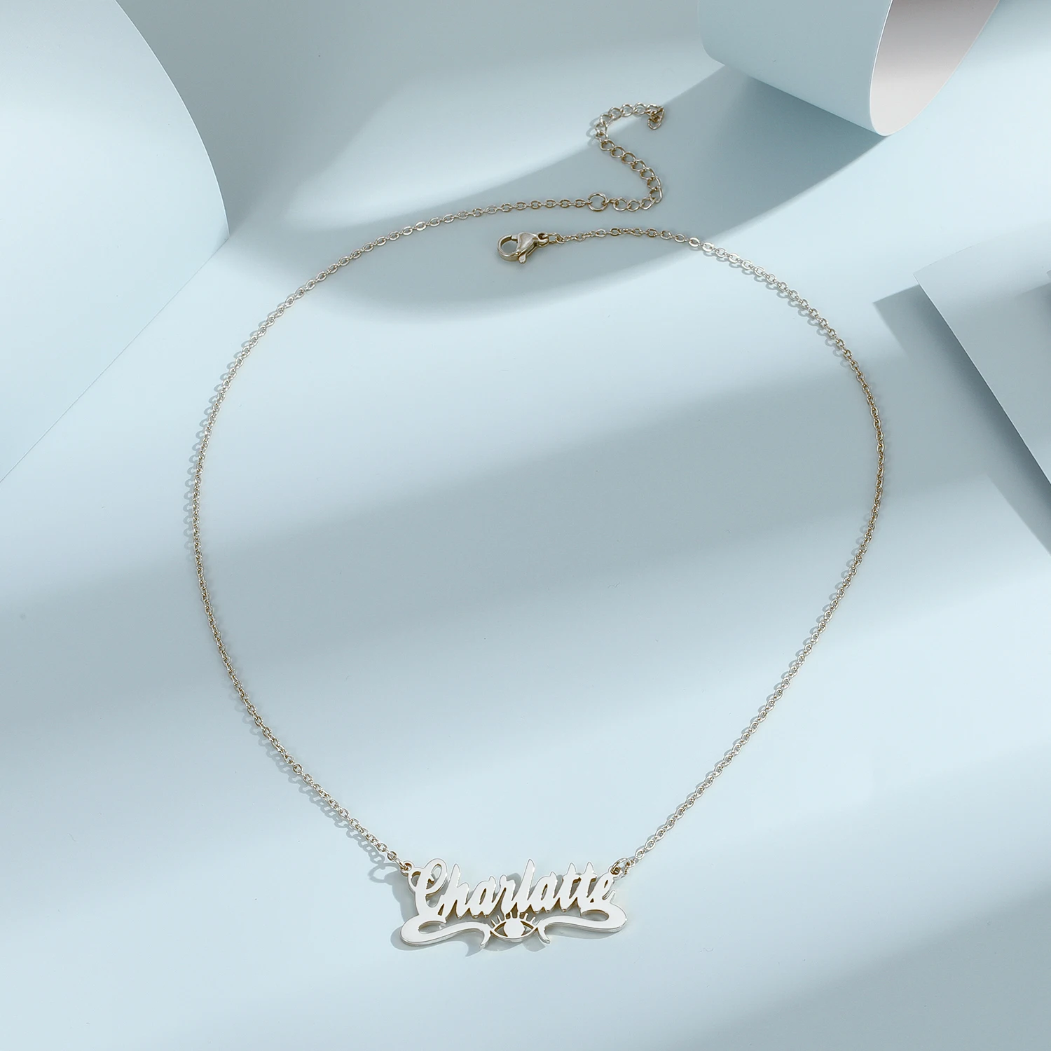 QIMING-Collier pendentif personnalisé avec le nom des mauvais yeux pour femme, bijoux en acier inoxydable, plaque signalétique, tour de cou de la présidence, cadeau