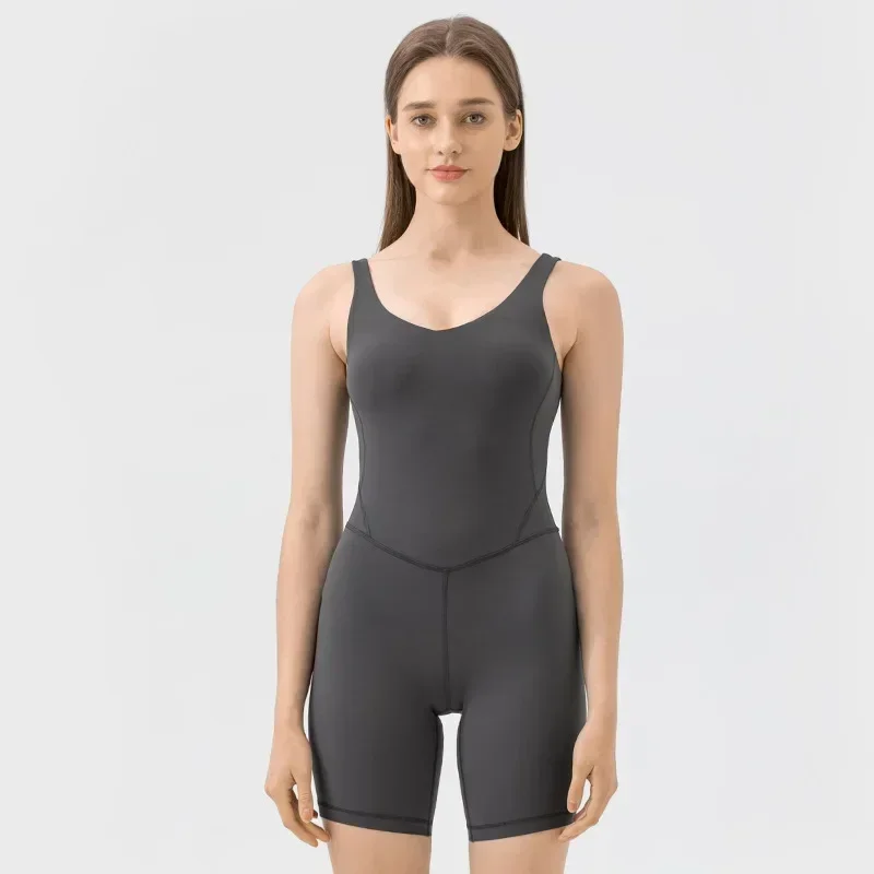 Nieuwe Yoga Bodysuit Met Nude-Gevoel En Elastische Stof Aan Vier Zijden Voor Gymtraining, Gebouwd In Een Sportvormende Bodysuit Op De Borst