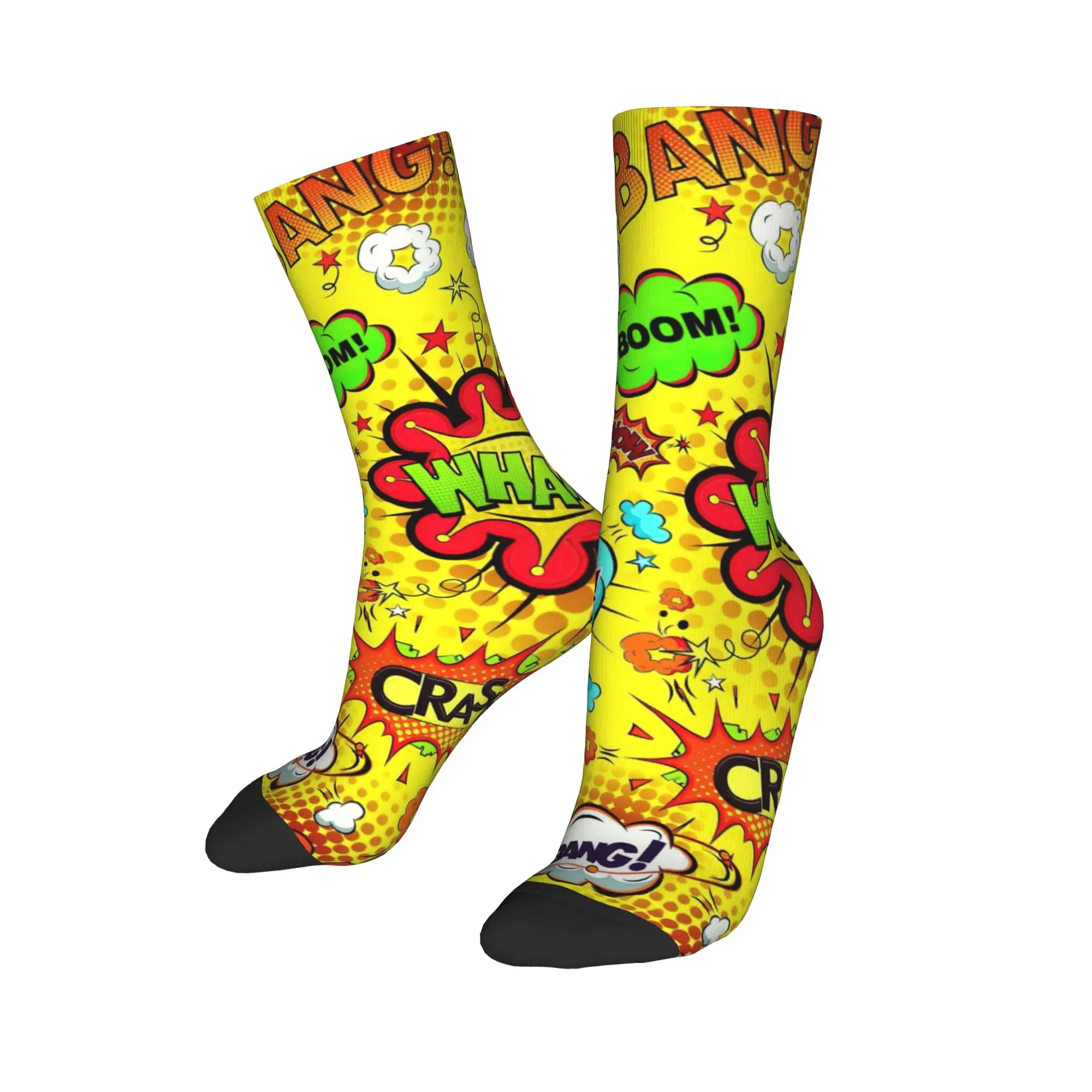 

Красочные носки в стиле поп-арт с комиксами, мужские и женские повседневные носки из полиэстера в стиле Харадзюку, весенне-осенне-зимние средние носки-трубы, подарок