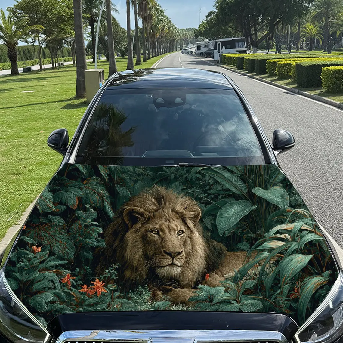 

Виниловая пленка для автомобиля из ПВХ «Лев в джунглях» — самоклеящаяся водонепроницаемая наклейка на капот, прочная защита для грузовиков, автомобилей, внедорожников