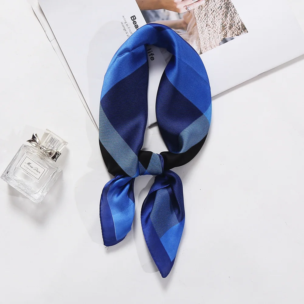 New Fashion Cat Printing Silk Square Scarf 60cm Headband Hairbands Hair Hoop For Women Lady Head Neck Satin Scarf Handkerchief