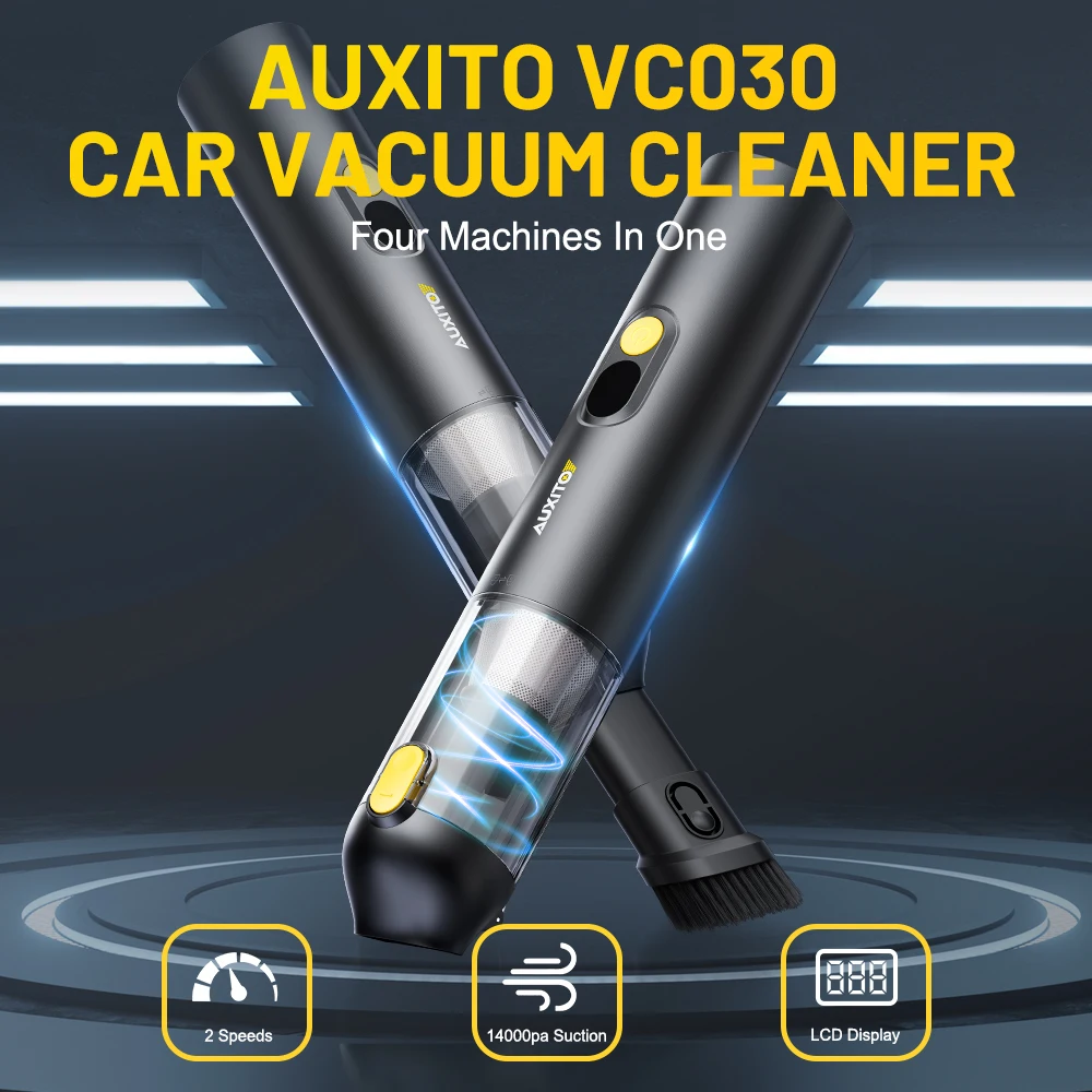 

AUXITO 4 in 1 Car Vacuum Cleaner 14000pa 6000mAH Strong Portable Handheld Cordless High Power Suction Blow & Vacuum Dual Use