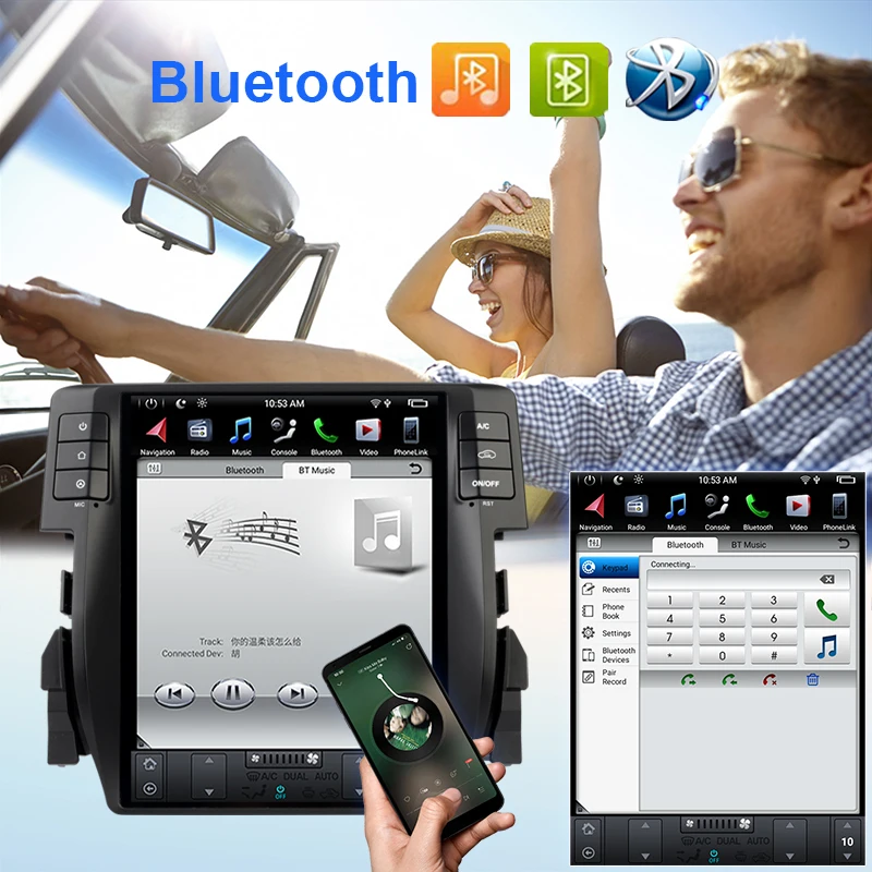 10.4 Inch Android14 Car Radio For HONDA CIVIC 2016- GPS Navigation 4G BT Wireless Carplay Multimedia Player Touch Screen 2Din