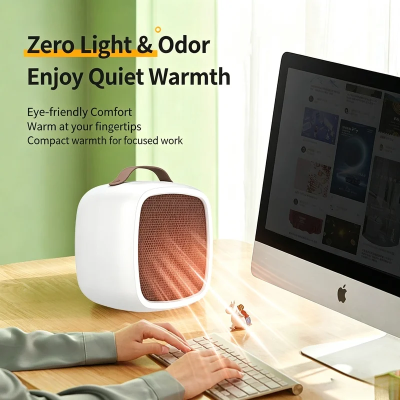 Portable 500W PTC Ceramic Mini Heater Quiet Fast Heating Warm Air Fan Home Office Indoor Winter Heater