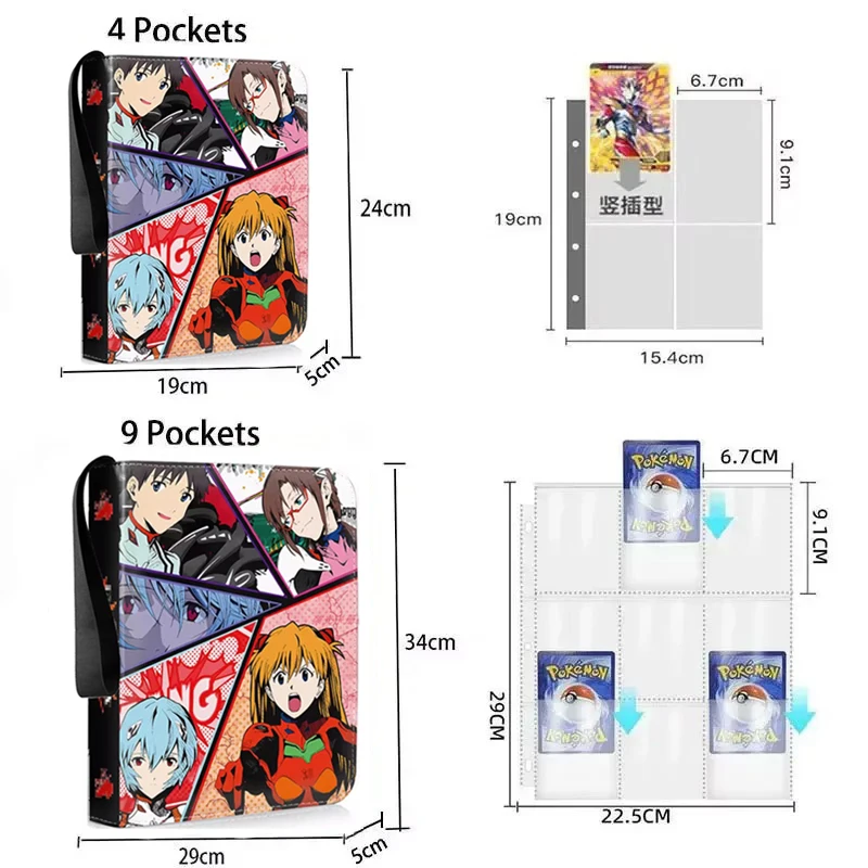 400pcs/900pcs EVA Card Neon Genesis Evangelion Card Album Book Folder Anime Collections Zipper Cards Binder Holder Toys Gift