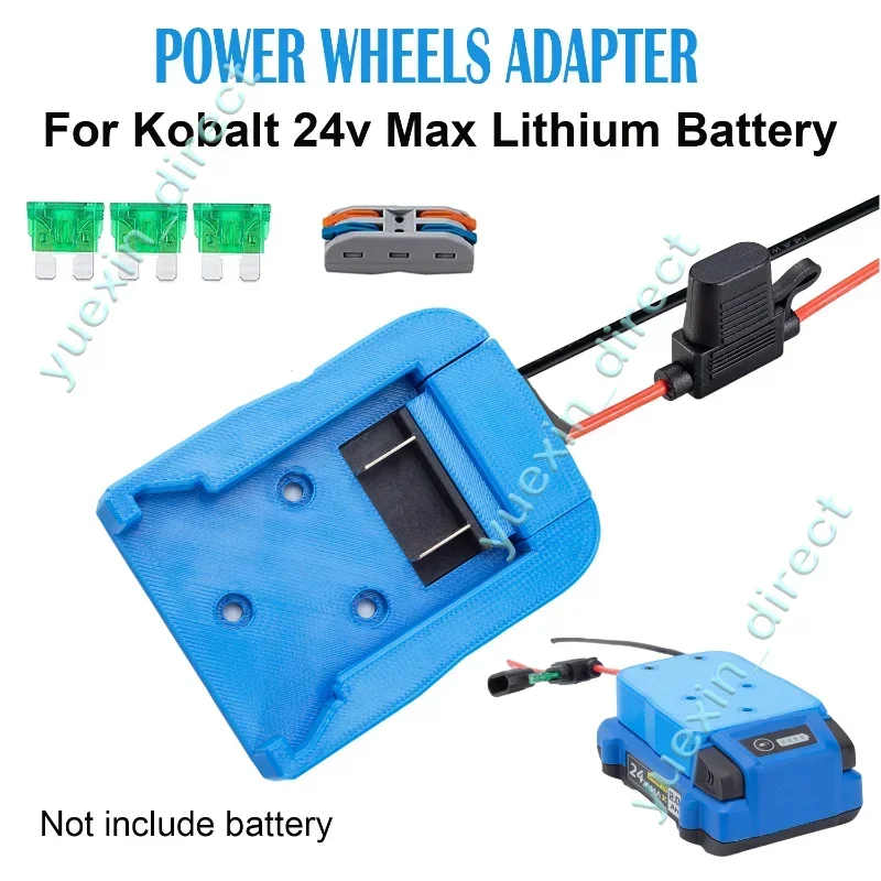 Power Wheel Battery DIY Adapter For Kobalt 24V Max Li-ion w/Wires Switch Power Connector Toys, Robotics Etc