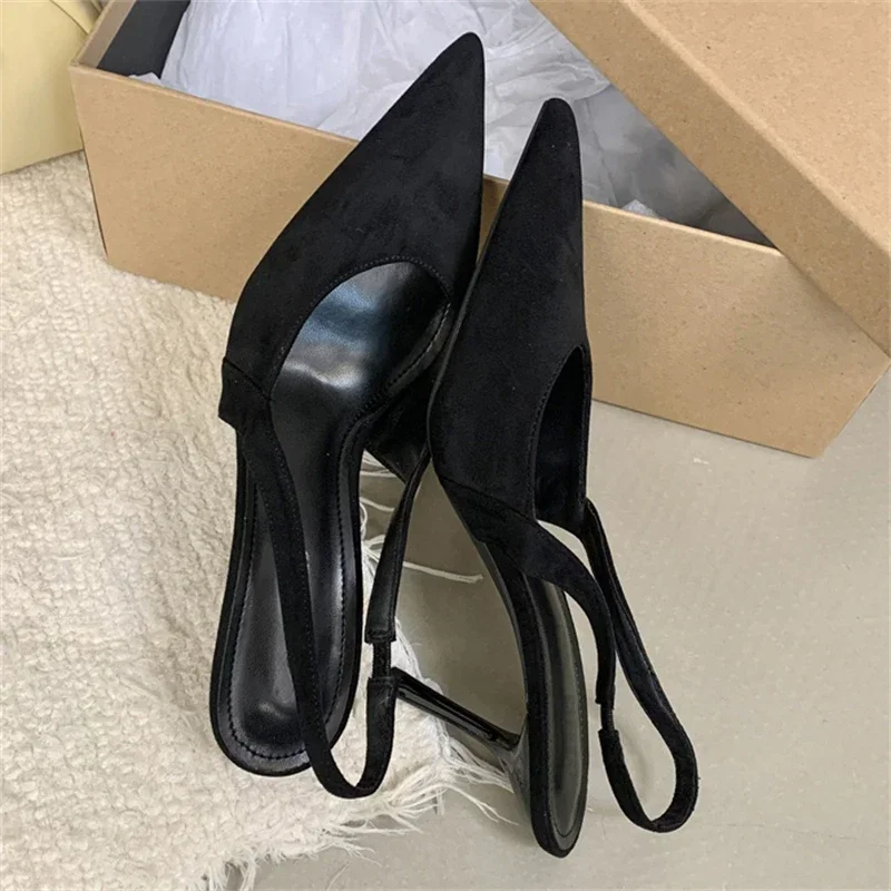 

Aneikeh Designer Leopard Print Shallow Pointed Toe Women Pumps Fashion Slingbacks Thin Heels Party Dress Female Shoes