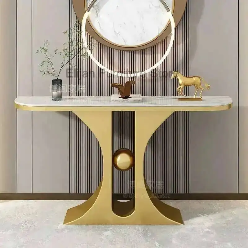 

Designer Luxury Entryway Corner Table Hallway Metal Glamor Console Tables Modern Marble Tavolo Quadrato Living Room Furniture