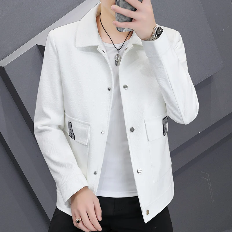 

2025 Autumn/Winter New Men's Korean Edition Trendy Fashion Solid Color Single breasted Versatile Jacket Coat