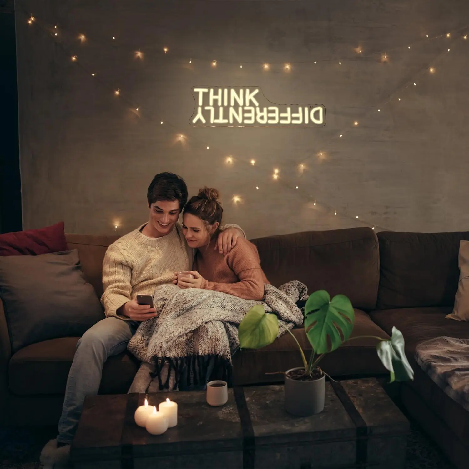 فكر بشكل مختلف علامة النيون USB مصباح ليد للفصول الدراسية مكتب غرفة الدراسة مكتبة بار غرفة نوم ديكور المنزل هدية شخصية