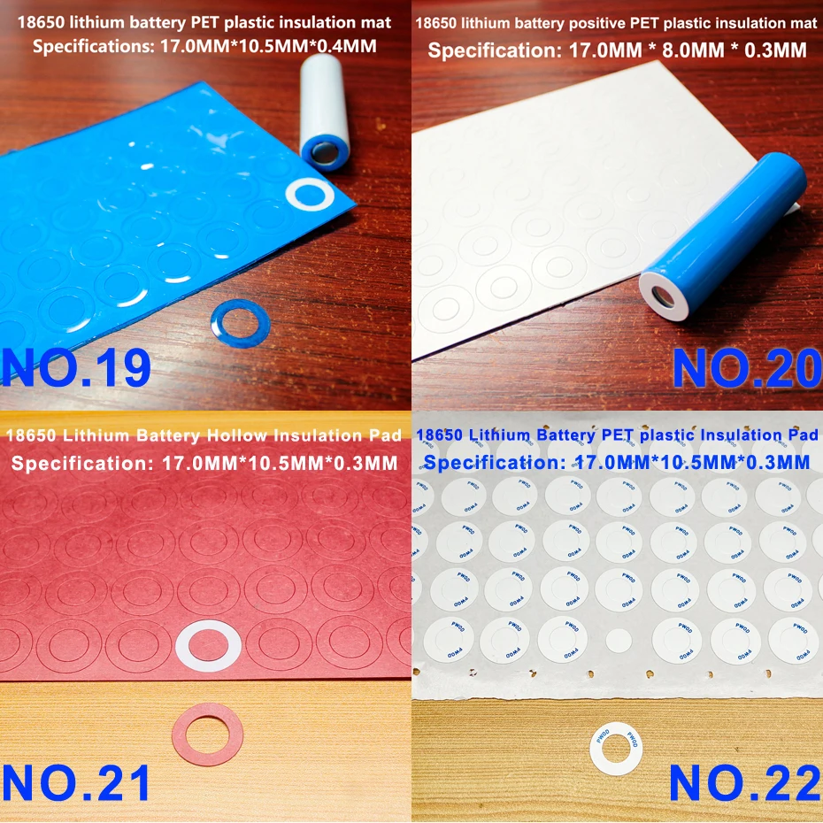 100pcs/lot 18650 lithium battery insulation pad, positive and negative electrode battery assembly, barley paper insulation patch