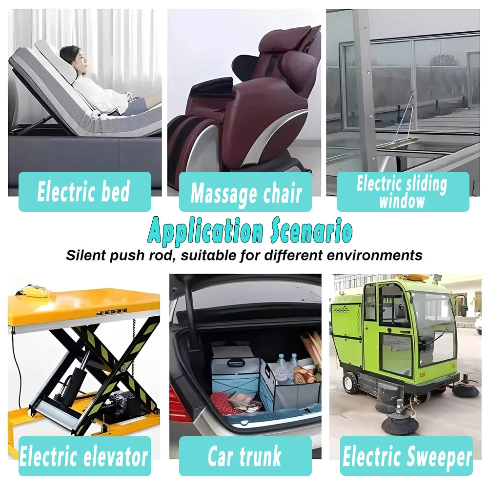 محرك كهربائي بقضيب دفع DC12V/24V دفع عالي 100 كجم السكتة الدماغية 100/300/500 مللي متر المحرك الخطي لمعدات التشغيل الآلي