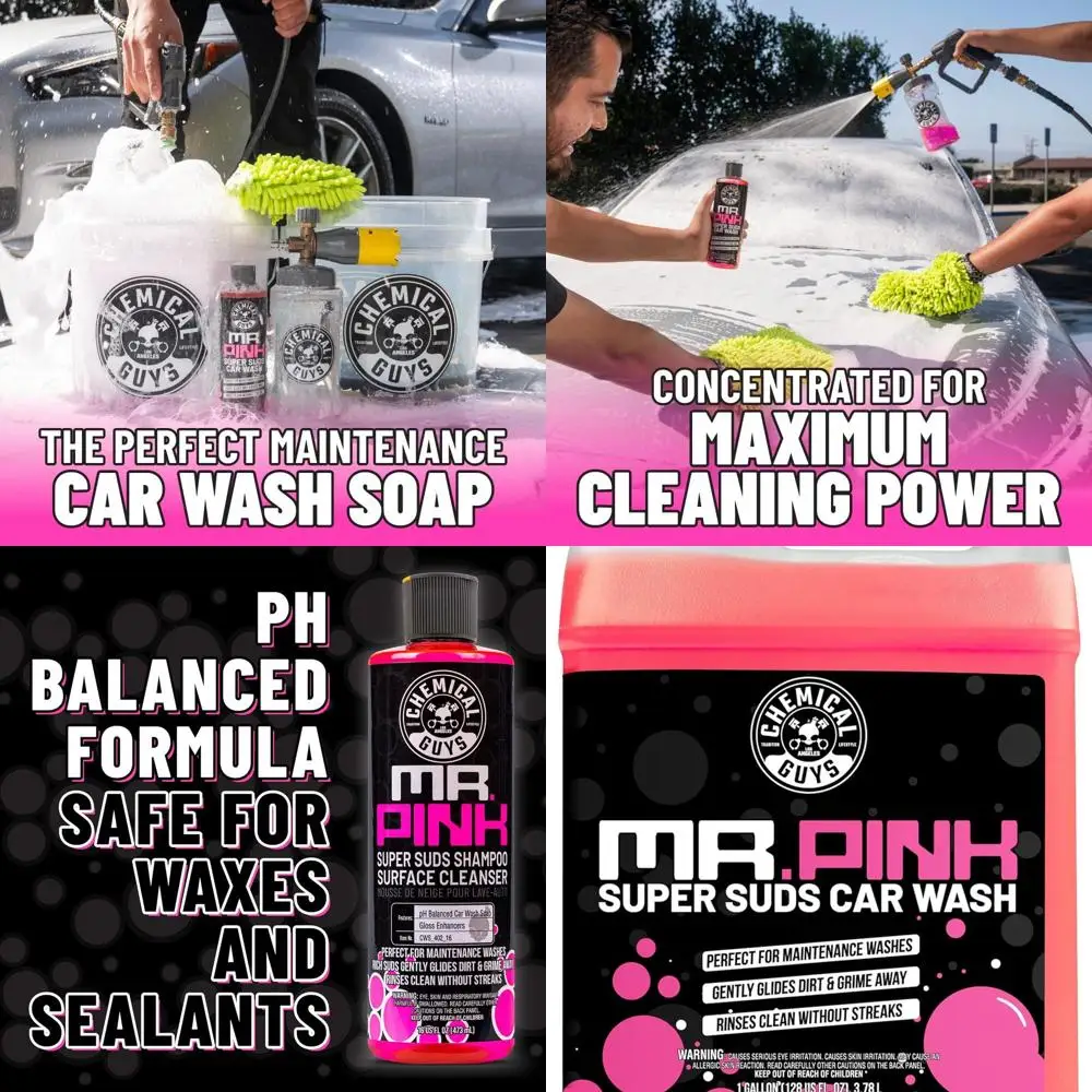 

Mr. Pink Car Wash Soap - 128 oz Super Suds Foaming Car Wash Soap for Cannon, Blaster, or Bucket Washing - pH Balanced, Safe on W