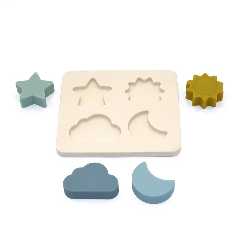 5Pcs/set Silicone Stacking Blocks Baby Cartoon Shapes 3D Puzzle Soft Blocks Educational Montessori Toys Baby Early Learning Sets