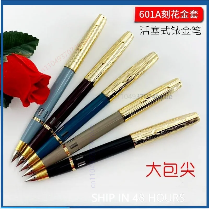 for-wing-sung-601a-new-iridium-pen-gold-sleeve-double-ball-piston-large-wrapped-nib-large-capacity