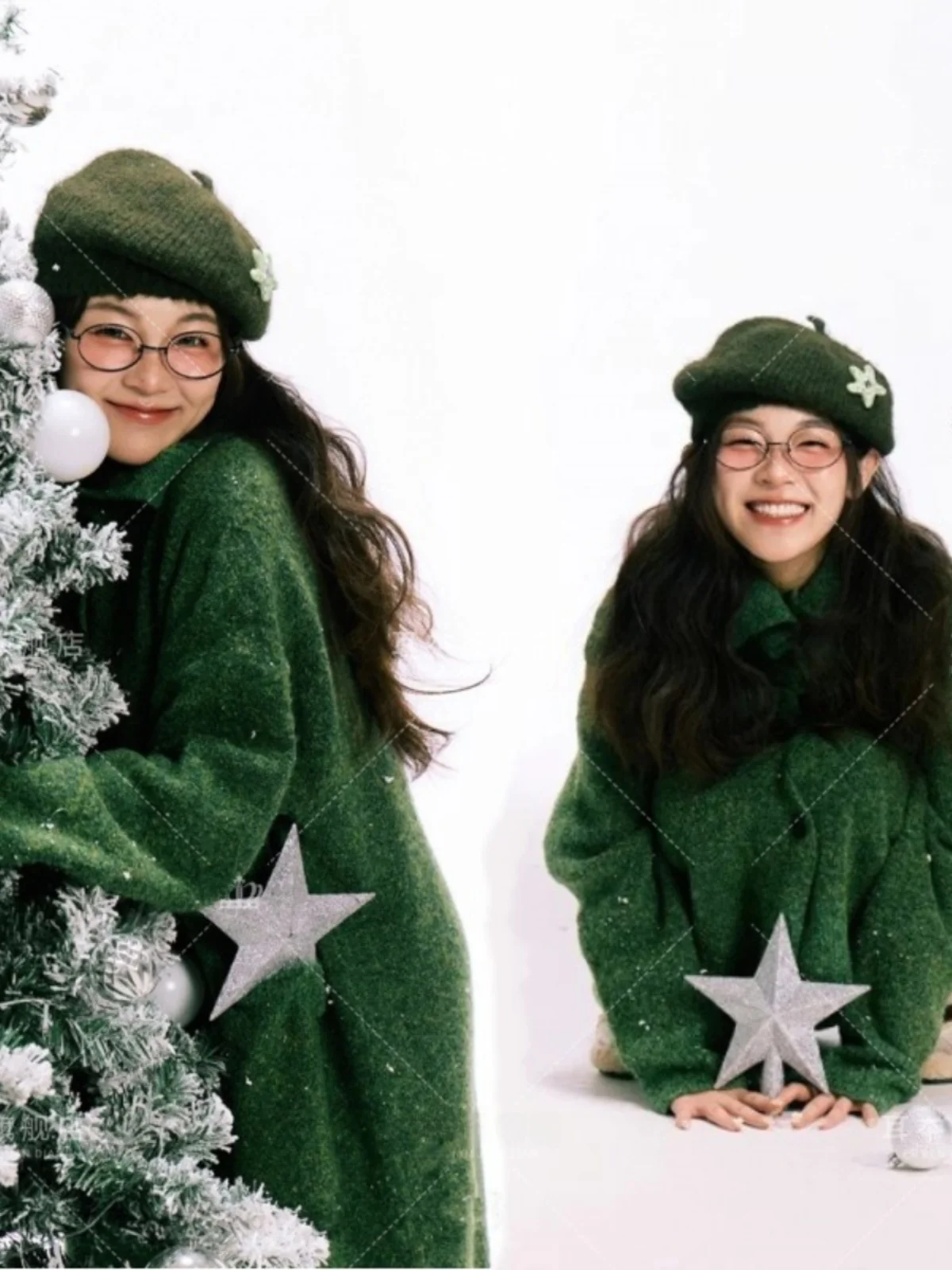 

Christmas Theme New Style Lazy Art Photo Atmosphere Photography Sweater for Girls in Studio Polyester Fiber 95%