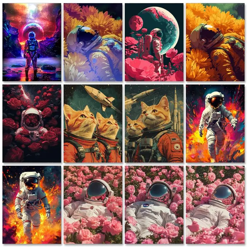 

GATYZTORY 60x75cm Paint By Numbers Astronaut Pictures By Numbers Wall Art Adults Crafts Home Decors Acrylic Paint Kit