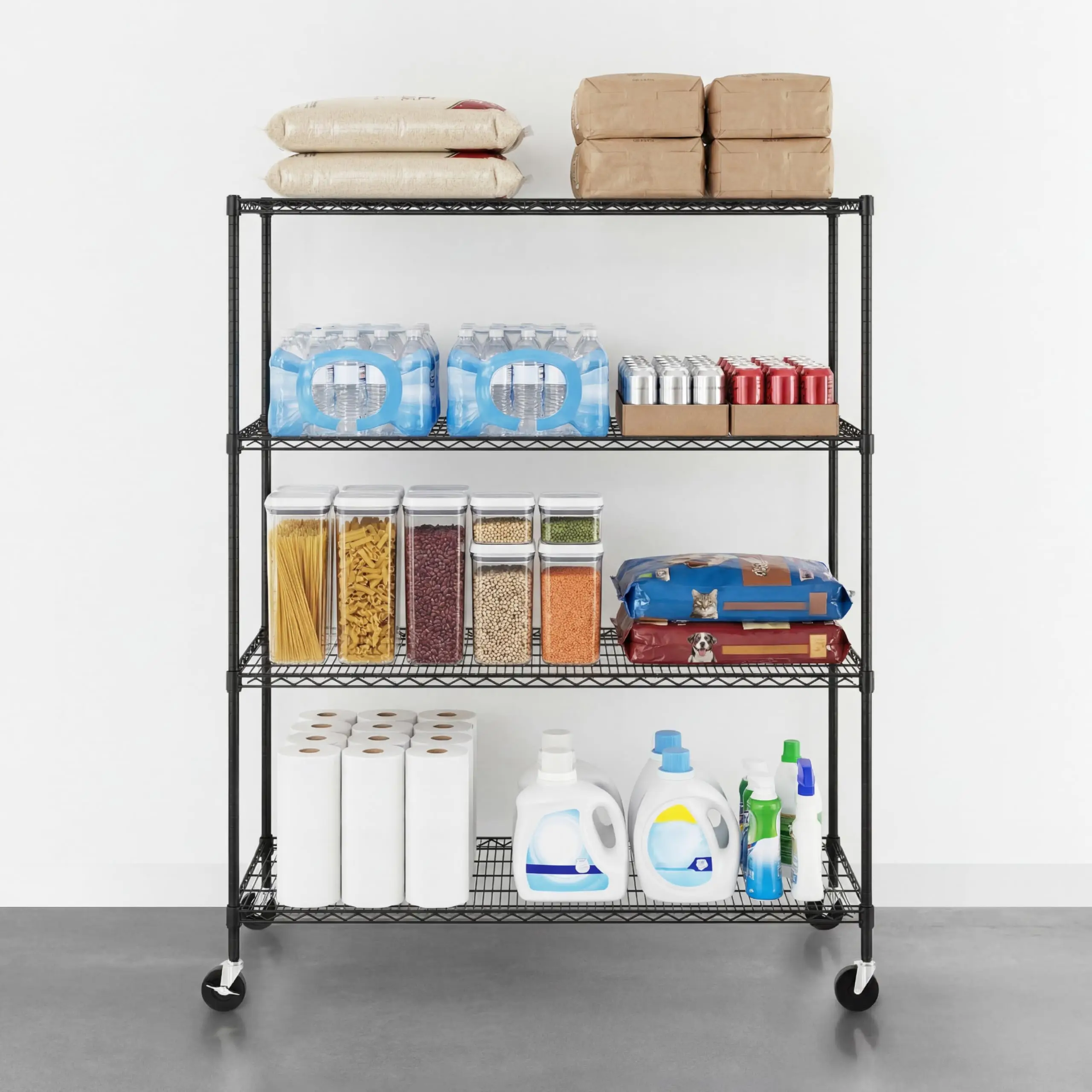 NSF 4-Tier Heavy Duty Steel Wire Rack w/Wheels (24