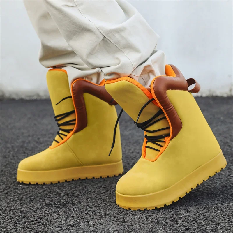 

2025 Bread Rhubarb Winter Velvet Warm High-top Men's Casual Trend Versatile Tooling Cotton Snow Boots