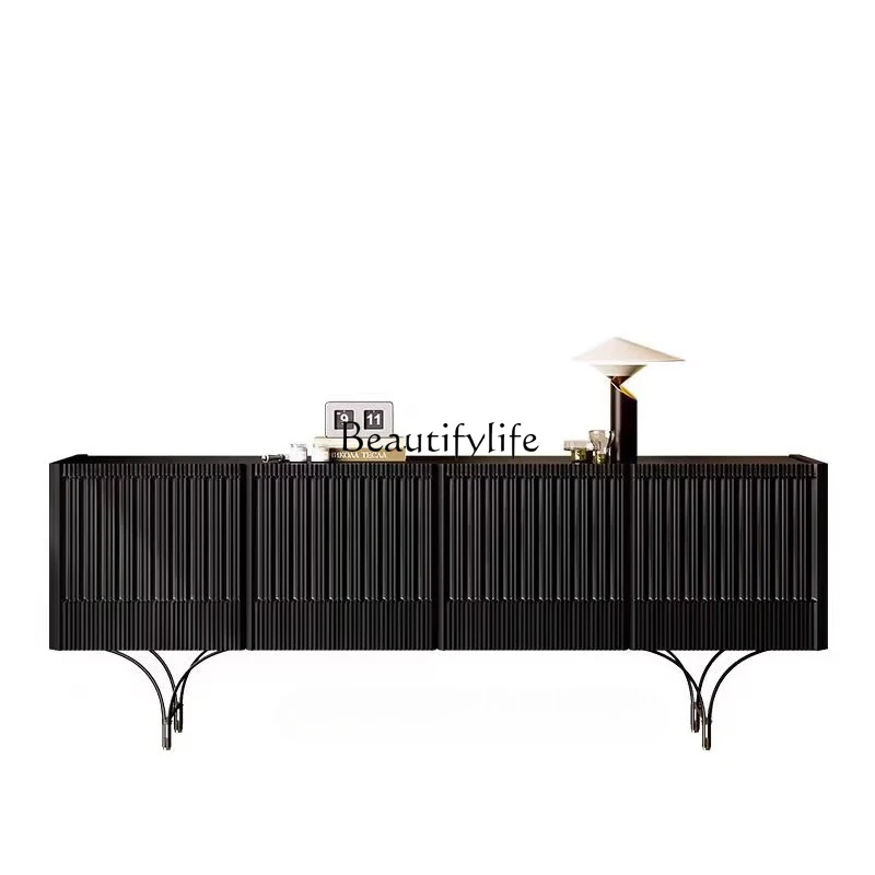 

**Nordic design creative side cabinet entrance entrance door black side cabinet baking paint surprise quiet style