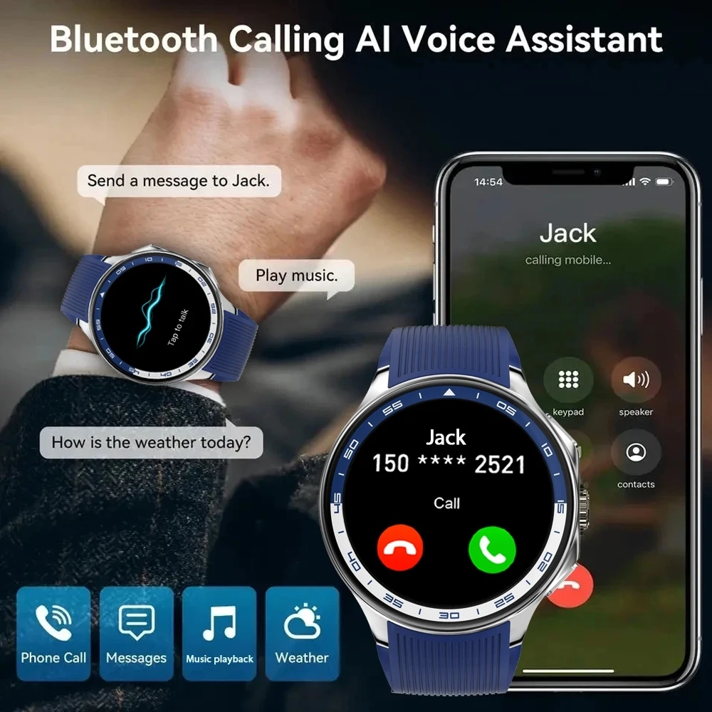 OPPO-reloj inteligente para hombre, pulsera con pantalla de visualización de 1,43 pulgadas, visión envolvente 3D, monitoreo de salud, llamada Bluetooth