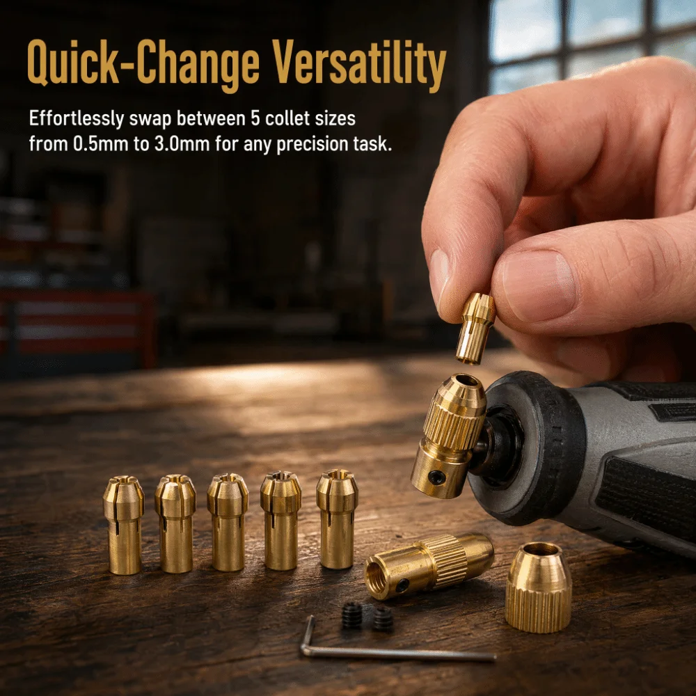 3 sets 4 Jaw Mini Drill Chuck 0.5-3mm Capacity Allen Wrench Included Electric Drill Chuck 3.17mm Shaft Fit Brass Material