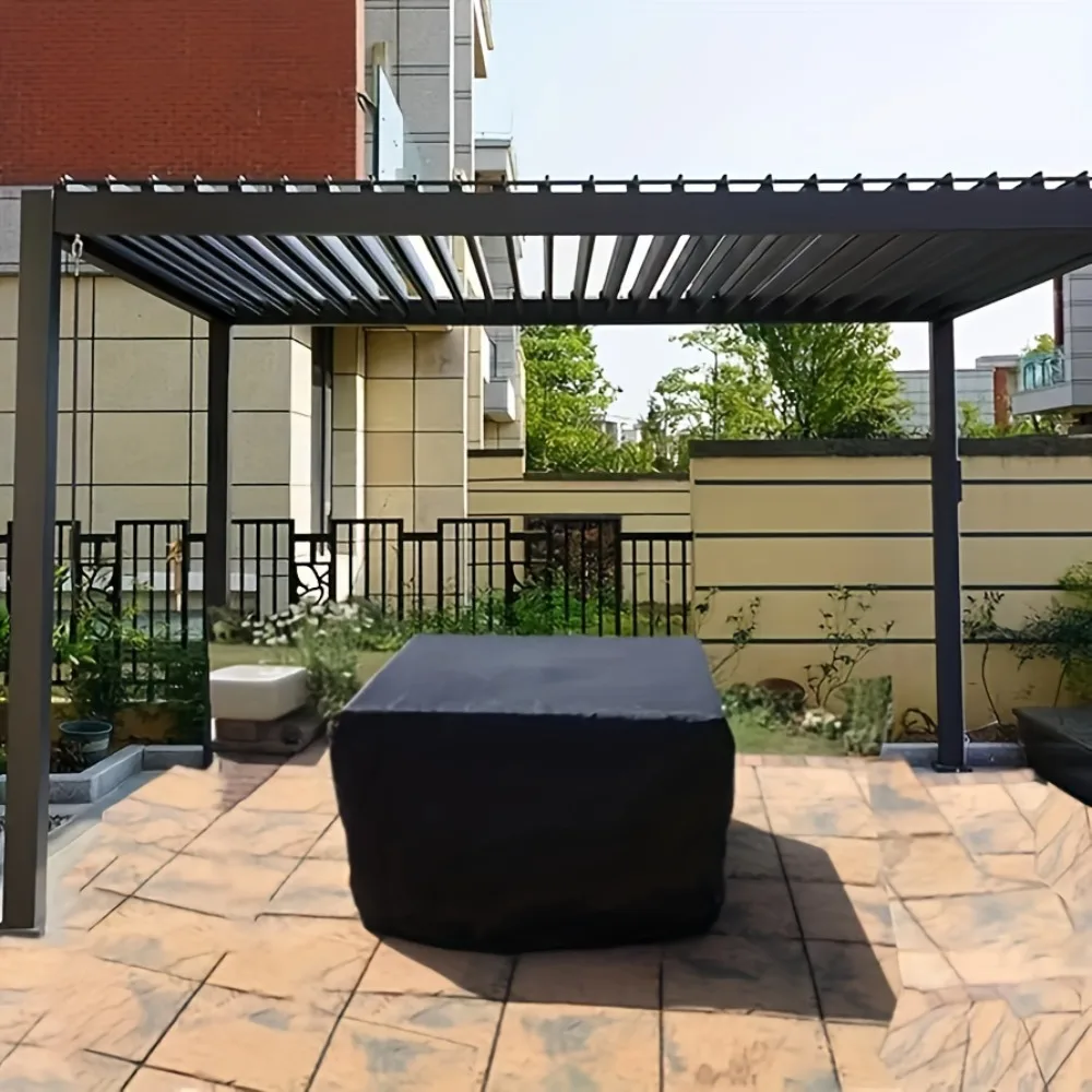 Waterproof Square Fire Pit Cover with Drawstring Closure - Durable 210T Polyester, Suitable for Outdoor Barbecue and Cooking