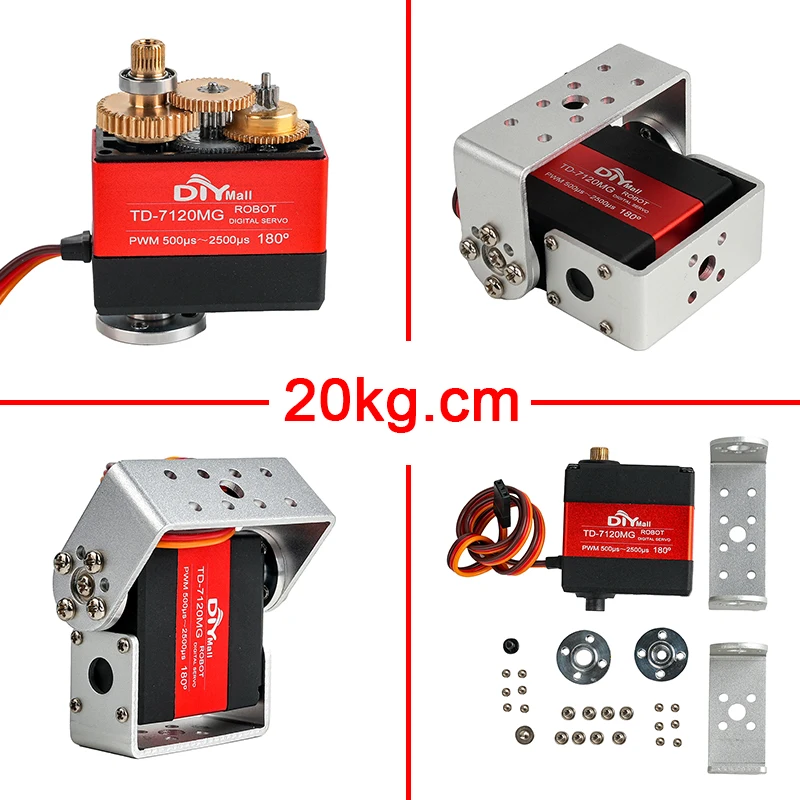 15/20/25/30/35kg Servo digitale in metallo 4.8-8.4V 180/270 gradi Servo a doppio asse Motore spazzolato Controllo dell'angolo per robot Auto RC