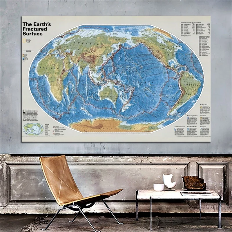 Décoration murale, série de toiles de fond sur le thème des cartes rétro, outil éducatif de géographie, affiche de carte murale, décoration pour la maison et l'école, fournitures de voyage