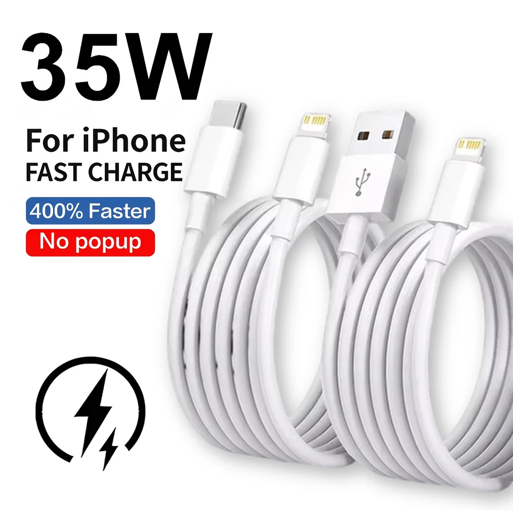 35W Fast Charging PD USB Cable For iPhone XS XR 11 12 13 14 Pro Max 6 7 8 Plus SE USB-C Quick Charger Cord Data Cable 1m 1.5m 2m