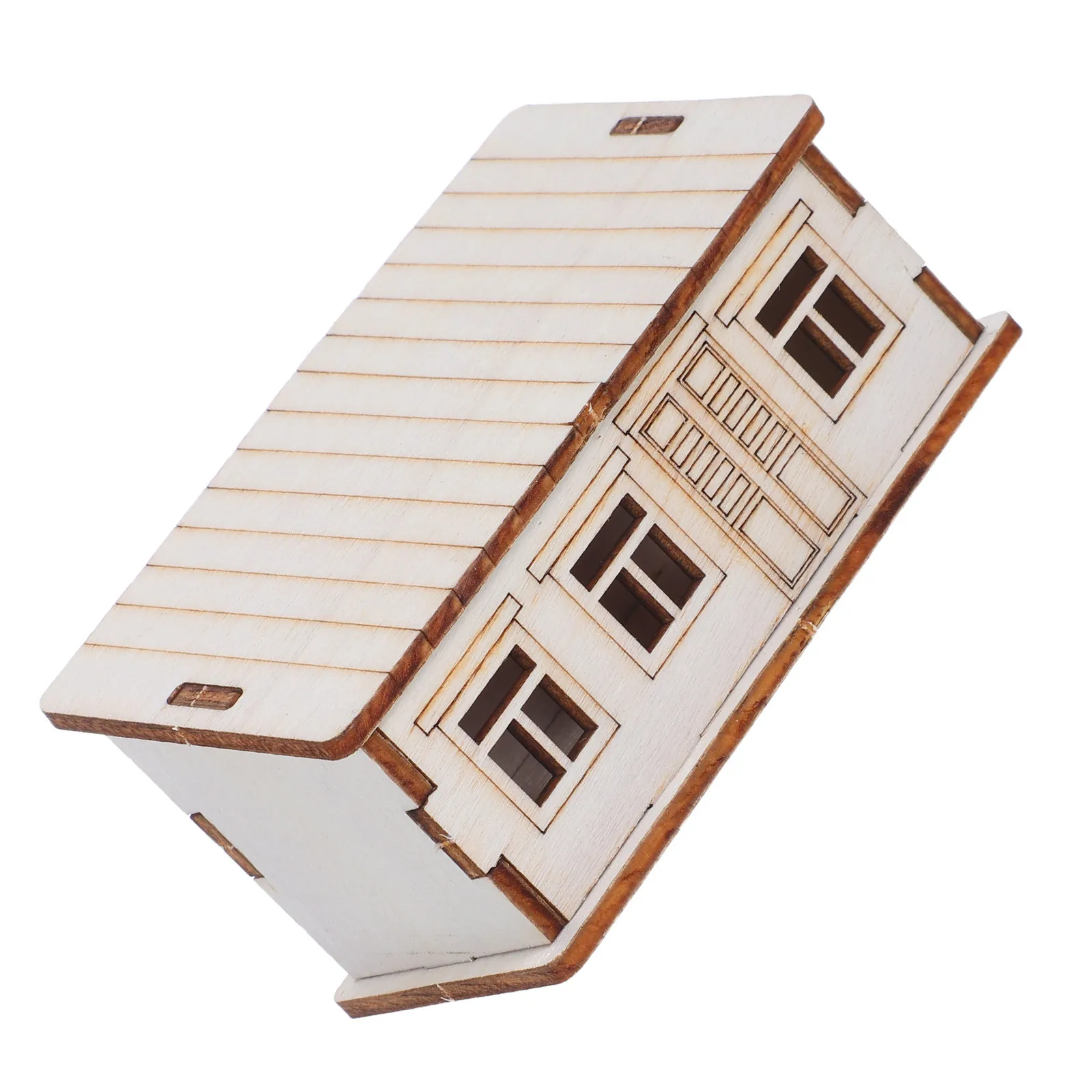 บ้านไม้จำลอง ชุดบ้านไม้ซุง DIY สำหรับระบายสี งานฝีมือไม้ยังไม่เสร็จสมบูรณ์ ของตกแต่งบ้านคริสต์มาส ชุดบ้านไม้ขนาดเล็ก บ้านจิ๋ว