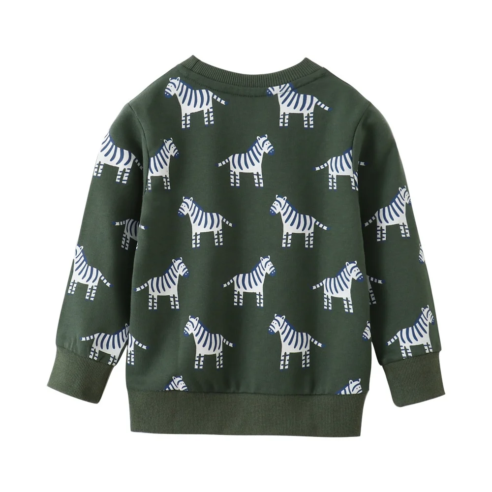 Jumping Meters New Arrival Zebra Print Hoodie Sweatshirt for Boys Girls Autumn Spring Fashion Animal Top Children's Wear