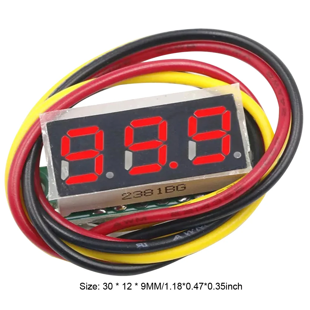 0.28 Cal 3-przewodowy Mini woltomierz prądu stałego ekran LED 0-100V samochodowy powerbank detektor Tester napięcia DC 2.4-40V czerwony zielony