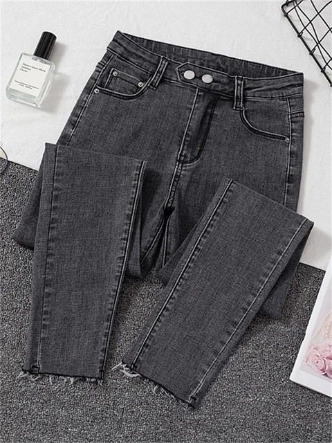 

Skinny Jeans Black Stretch Grey Female Denim Pants Womens Jeans woman Donna Stretch Bottoms Feminino Skinny Pants Trousers XXL