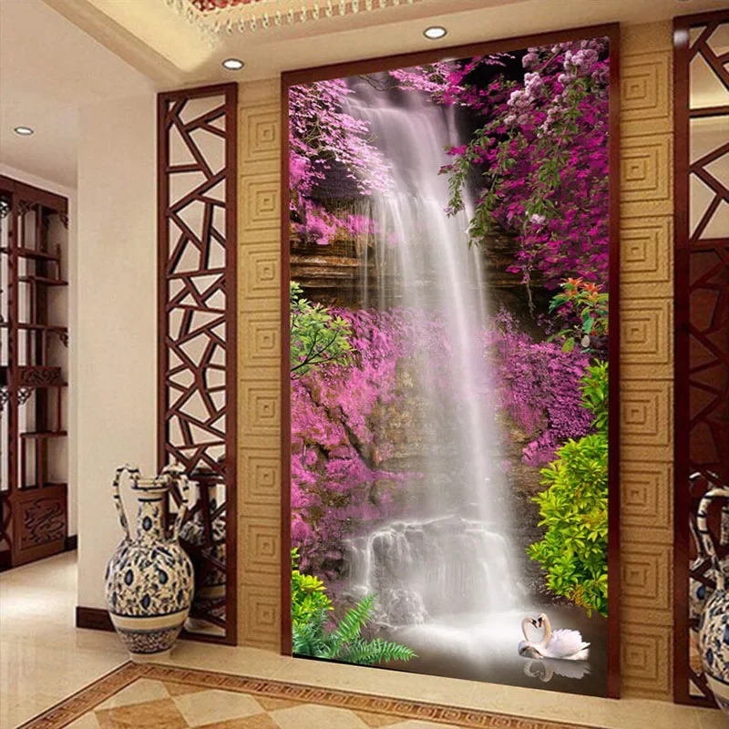 

Photo Wallpaper 3D Waterfalls Nature Landscape Murals Living Room Theme Hotel Entrance Backdrop Wall Cloth Decor Papel De Parede