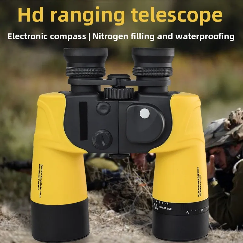 New Nitrogen-filled Waterproof Binoculars BAK4 High-power High Definition Infrared Ranging Telescope with Compass