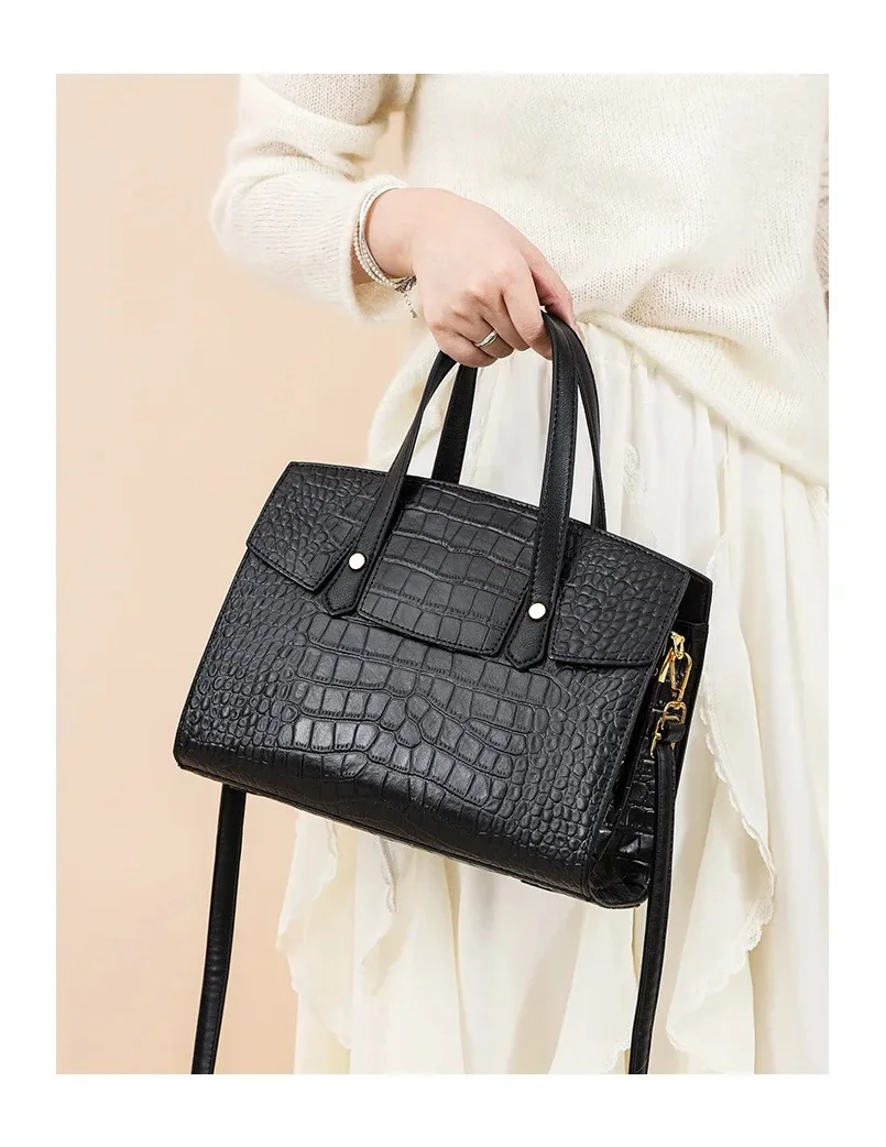 

Women's Fashion Textured Soft PU Leather Bag - Large Capacity Commuter Bag, Lightweight Shoulder Crossbody Top-Handle Bag