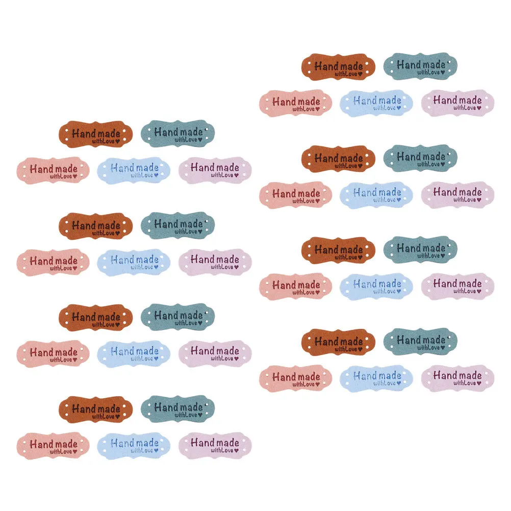 

100Pcs Handmade Embossed Suede Labels Unique Artistic Finish Fabric Tags for Sewing DIY Apparel Branding and Decoration