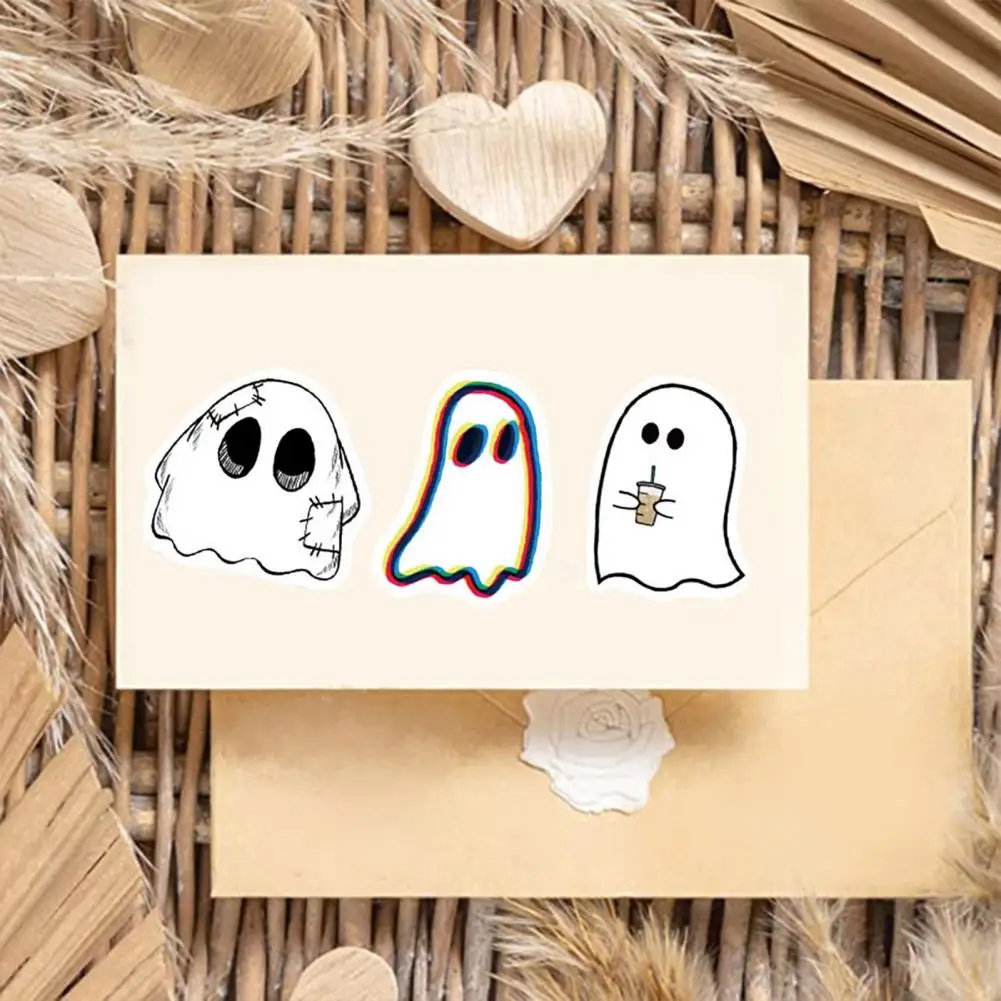 Juego de pegatinas impermeables de fantasma de Halloween, calcomanías de vinilo impermeables para botellas de agua, portátil, teléfono, más lindo para Halloween