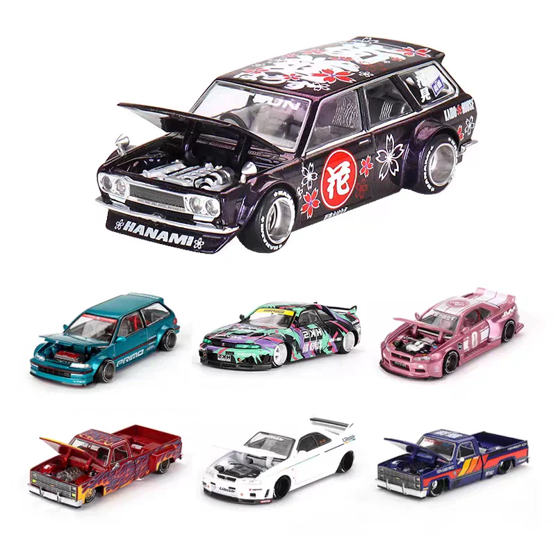 Kaido House Mini Gt 1/64 Diecast Model Car   Ef Kaido Roulette V1 Advan Livery Collectible For Car Hobby Collectors