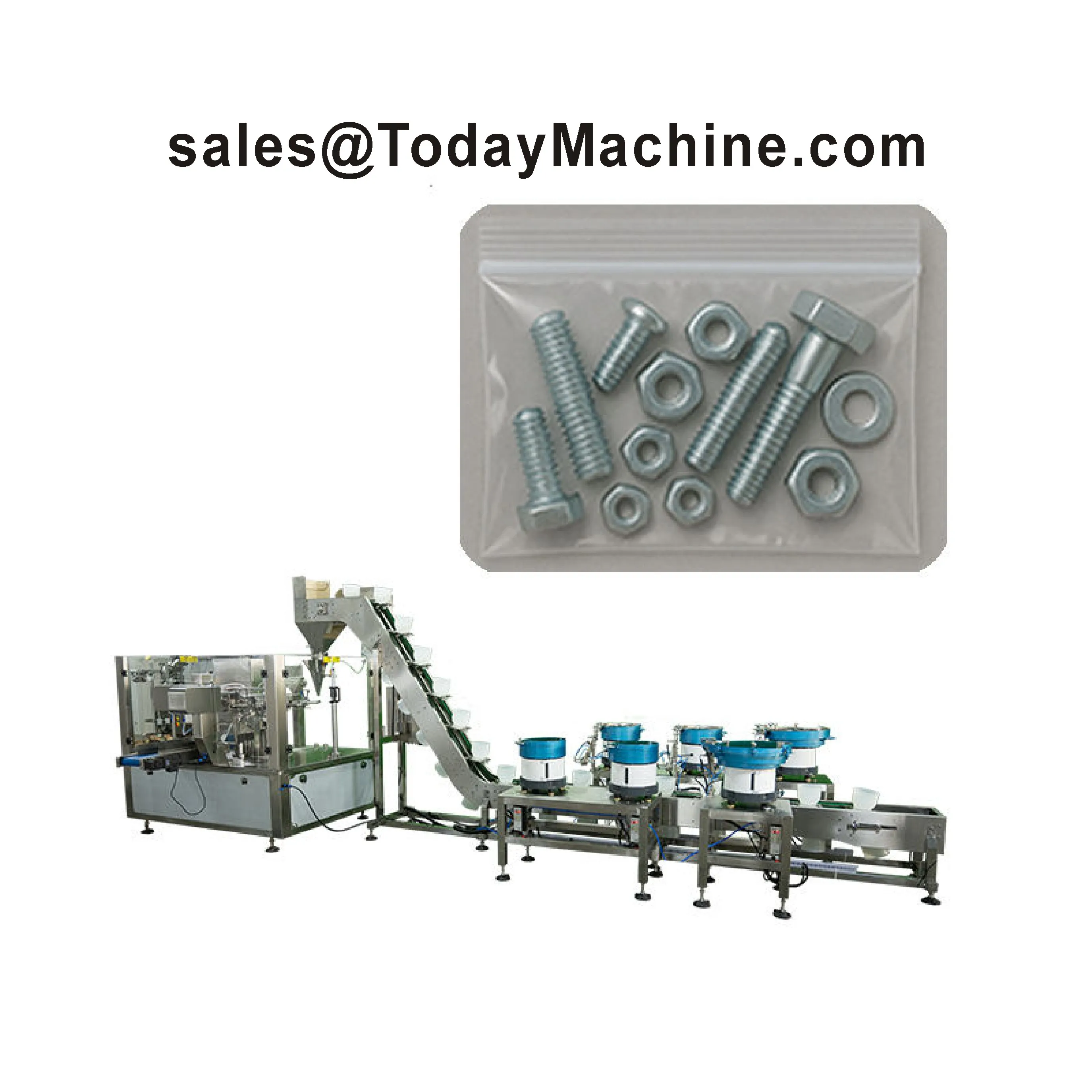 Counting Packing Machine for Screws 3 Vibration Feeder Screw Packing Machine for Fasteners Pouch Packaging
