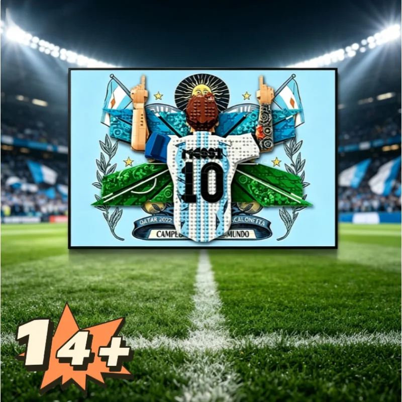 In Stock 1427pcs Building Block Messi Celebration Moments Toy Display Frame And Wall-mounted Display Cabinet Gifts For Adults