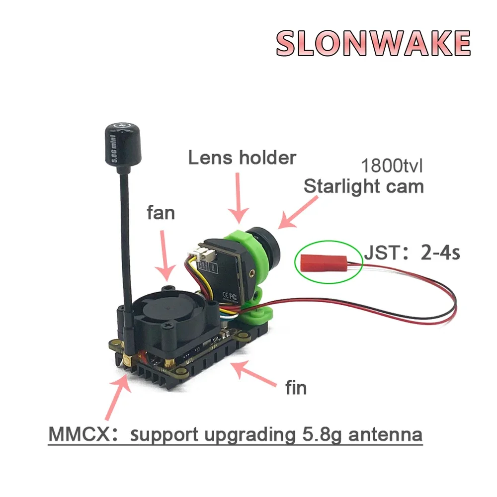 كاميرا SLONWAKE 5.8G 48CH 1000mW VTX 1800TVL Starlight HDR AIO للطقس الكامل ليلا ونهارا FPV لطائرة FPV كوادكوبتر بدون طيار