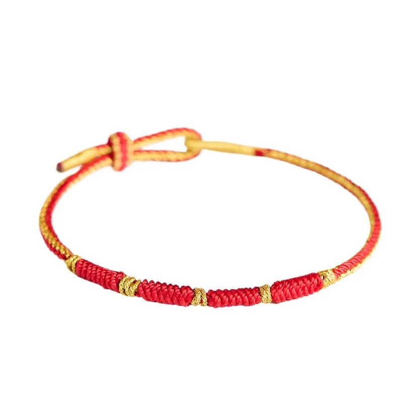 2025 New Style Snake Zodiac Year Tai Sui Red String Bracelet Unisex Handmade Jewelry Festival Gift