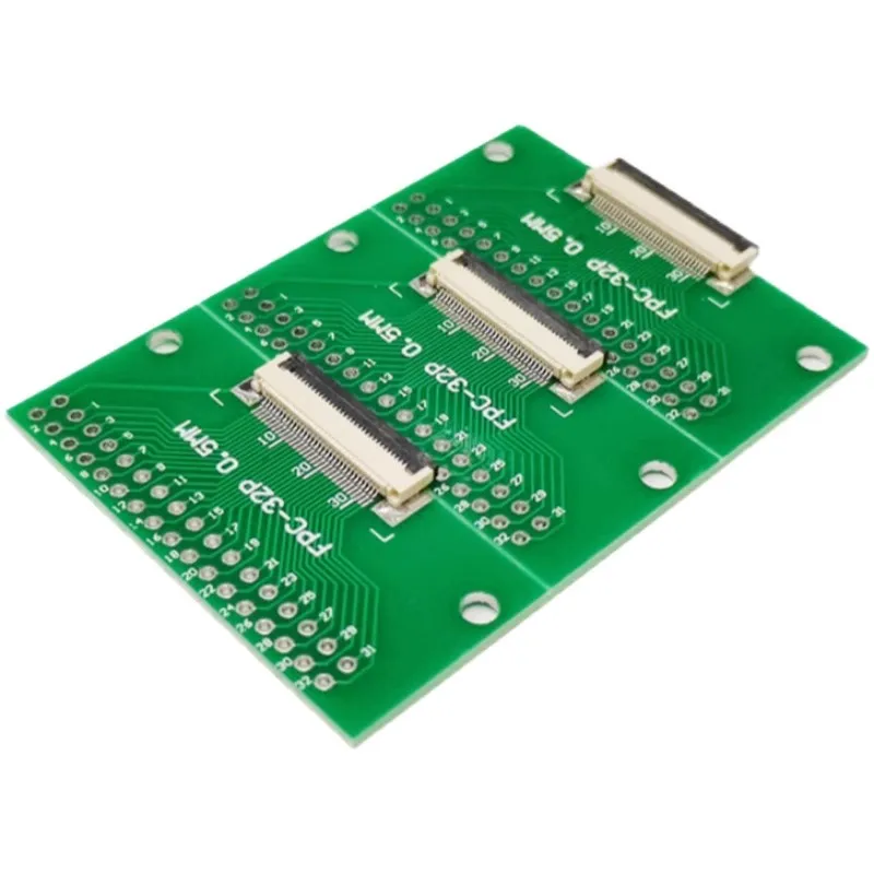 Dupla linha reta inserir placa adaptadora, placa de extensão de teste, tampa flip, conexão inferior, FPC-32P, 32P, 0,5 a 2,54mm