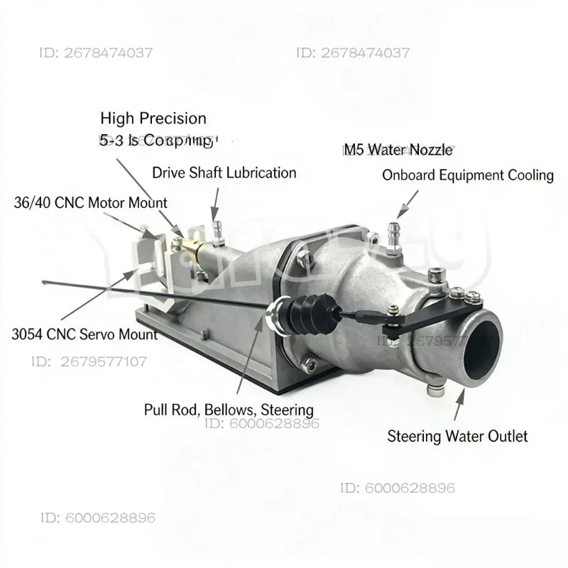Full Aluminum Alloy 35mm Metal Pump Jet Thruster Water Jet Ejector Spray Propulsion Pump for RC Model Boat Ship