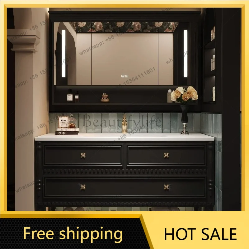 Best Sellers Best Sellers Modern Full Furniture American Vintage Style Floor Standing Bathroom Vanity Set Seamless Ceramic Slab