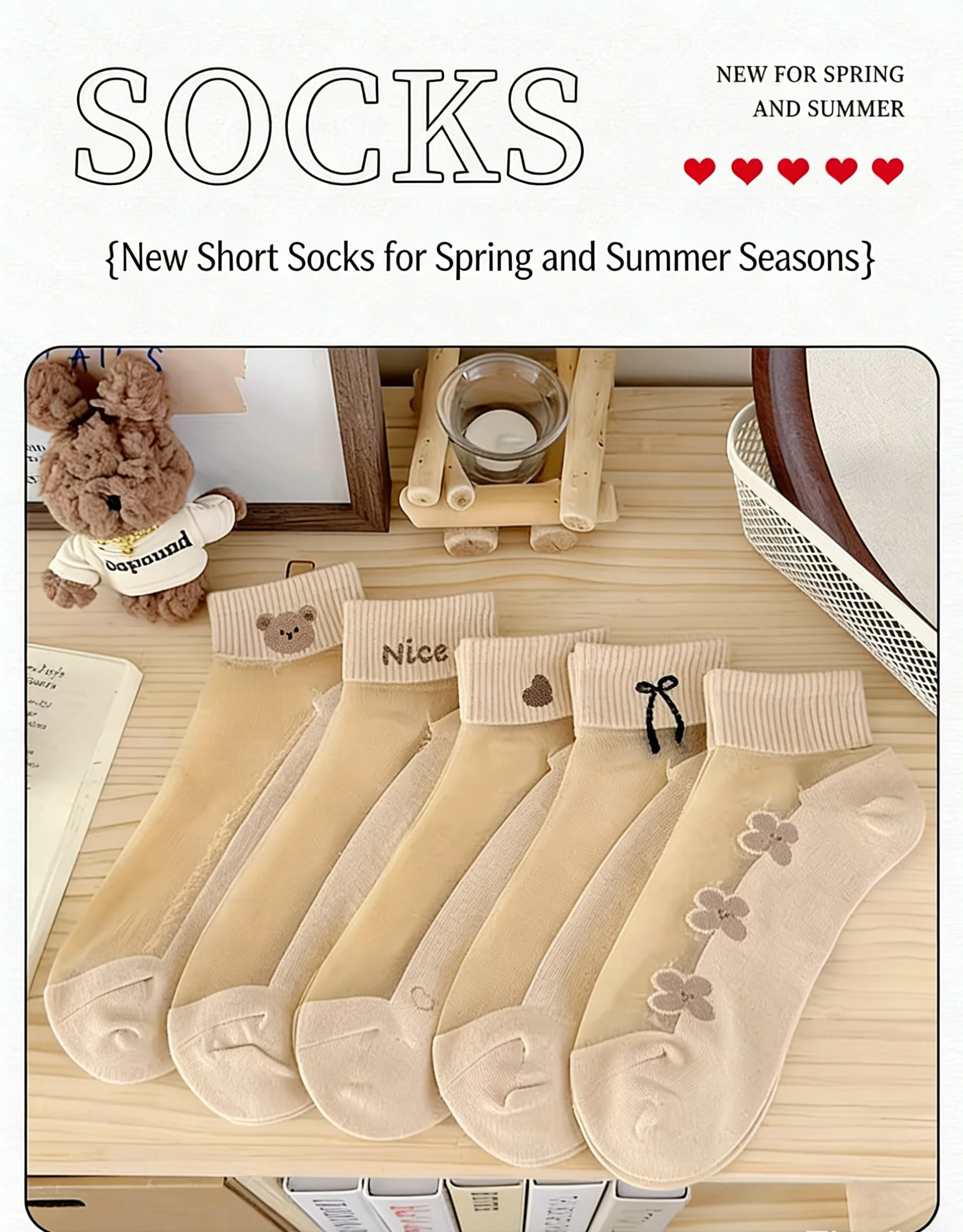 2026 New Popular Women's Short Socks Summer Cool Thin Crystal Socks Cotton Bottom Silk Socks Anti slip and Anti Hook Silk Socks