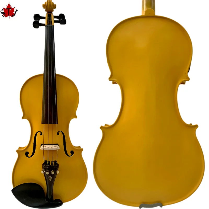 Violín Electroacústico de 4 Cuerdas, Color Amarillo Vibrante, 4/4, Hecho a Mano con Madera de Arce, con un Sonido Claro y Potente para Músicos Avanzados